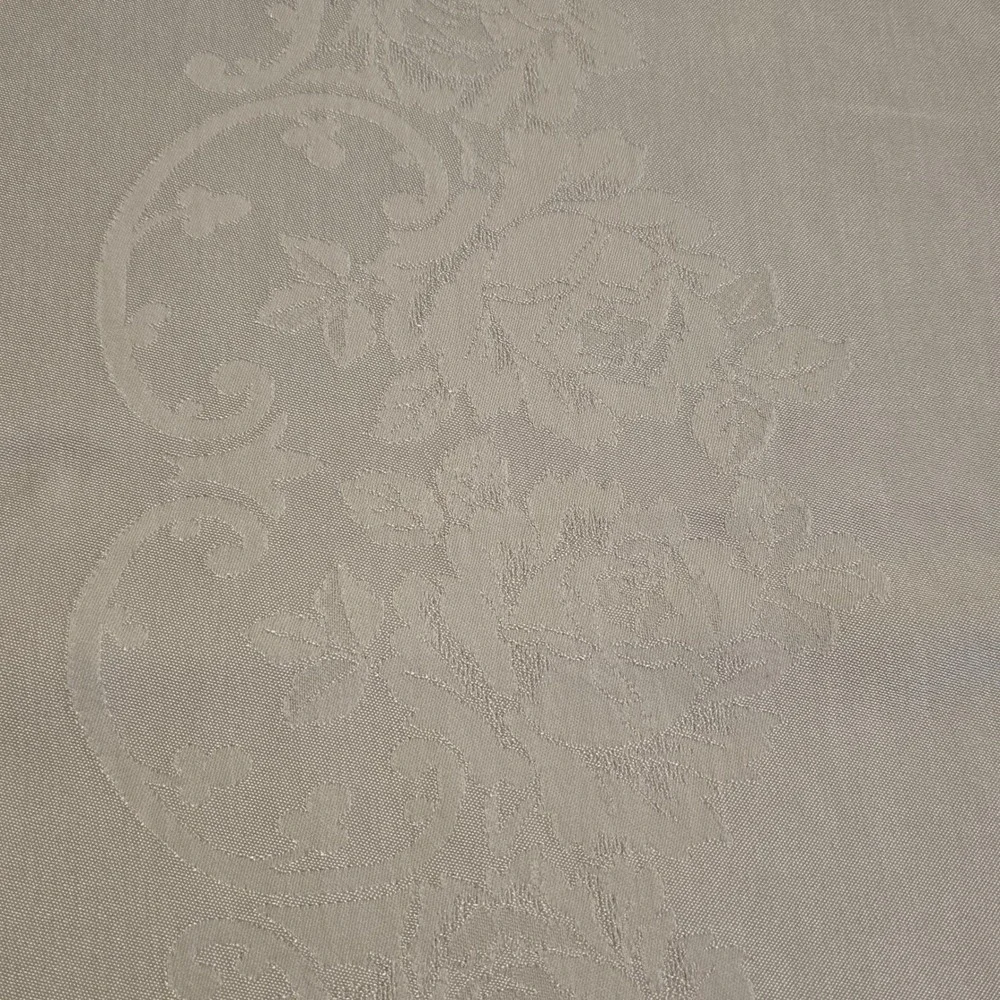 VTG White Damask Floral Rose Scroll Rectangular‎ Tablecloth 76x56 Classic Dining